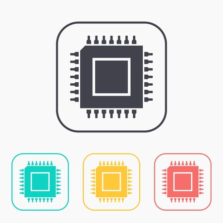 icon of microchip color setのイラスト素材