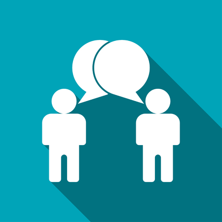 Two people talking flat icon. Vector dialog illustration.のイラスト素材