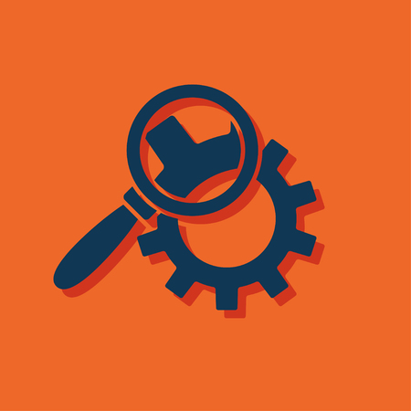 Cog wheels inspection flat icon. Configuration vector illustrationのイラスト素材
