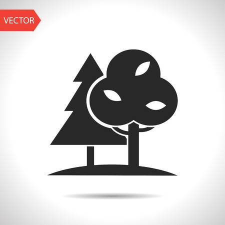 Forest with trees and furtrees illustration. Nature vector iconのイラスト素材