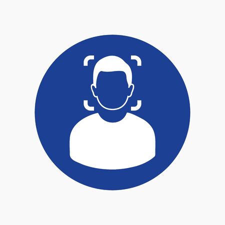 Bio metric Face Recognition Icon. Colorful Rounded style Buttonのイラスト素材