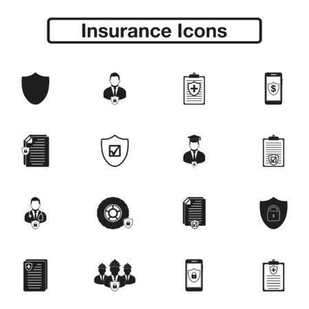 Insurance Icon set. Flat style vector EPS.のイラスト素材