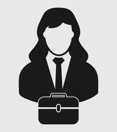 Businesswoman Icon with briefcase on hand. Flat style vector EPS.のイラスト素材