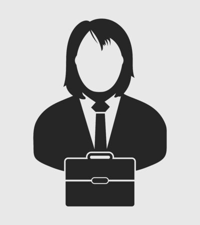 Businesswoman Icon with briefcase on hand. Flat style vector EPS.のイラスト素材