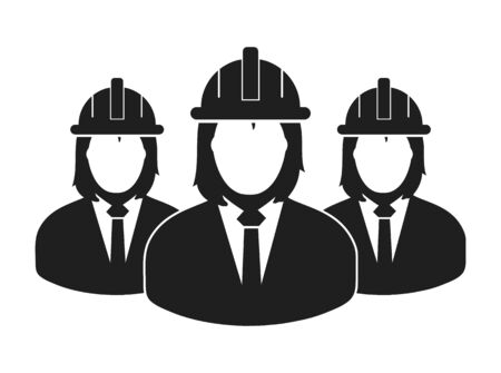 Female Engineer Team Icon. Flat style vector EPS.のイラスト素材