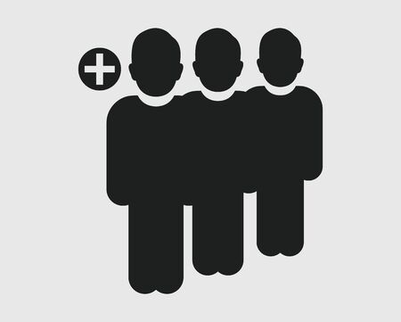 Increase or Add users Icon. Standing male symbol on gray background. Flat style vector EPS.のイラスト素材
