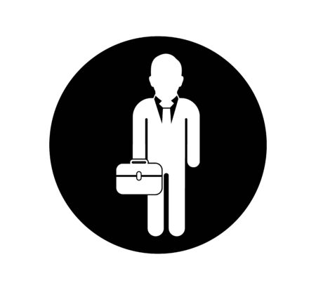 Business man Icon with briefcase. Button style vector EPS.のイラスト素材