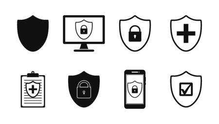 Shield Icon set. Flat style vector EPS.のイラスト素材