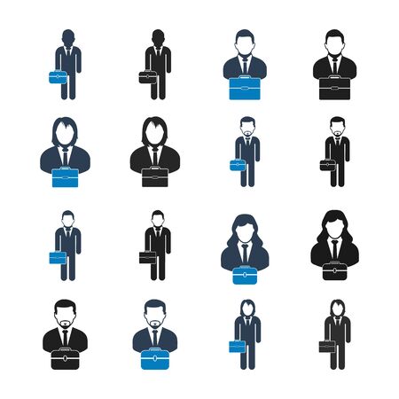 Businessman and women icon set. Flat style vector EPS.のイラスト素材