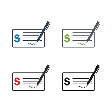 Bank Cheque Icon set. Flat style vector EPS.のイラスト素材