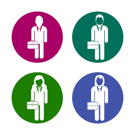Businessman and women icon set.Button style vector EPS.のイラスト素材