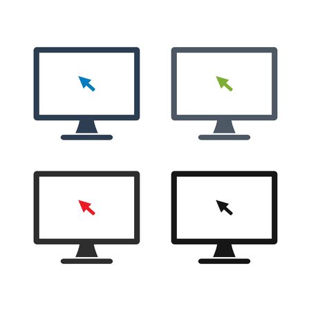 Computer Monitor Icon Set. Flat style vector EPS.のイラスト素材
