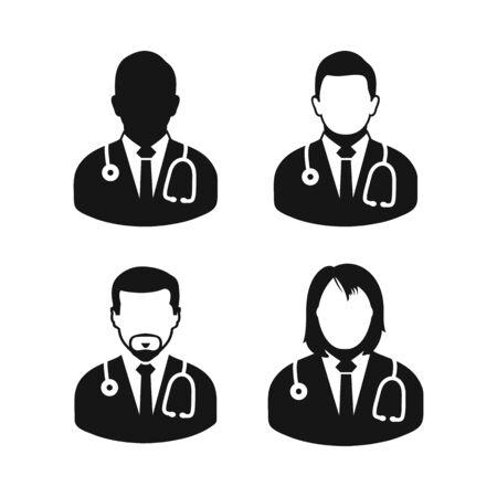 Doctor Icon Set. Flat style vector EPS.のイラスト素材