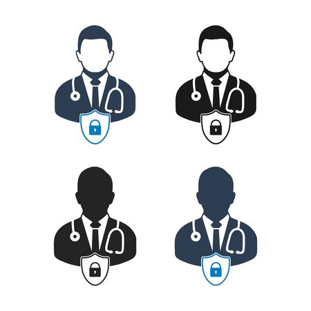 Medical Shield, Insurance Icon Set. Flat style vector .のイラスト素材