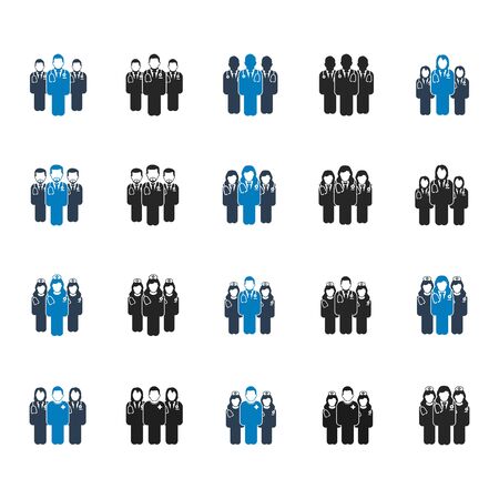 Medical Team Icon Set. Flat style vector .のイラスト素材