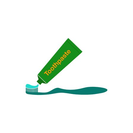 Brush and Toothpaste Icon. Flat style vector  .のイラスト素材