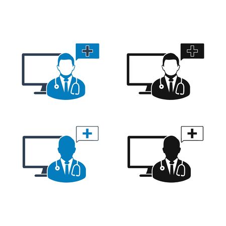 Online medical consultant icon. Flat style vector EPS.のイラスト素材