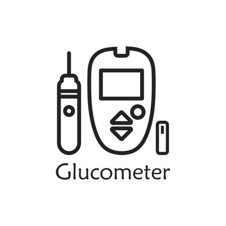 Diabetic Meter Line Icon. Editable Vector EPS Symbol Illustration.のイラスト素材
