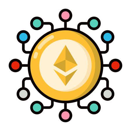 Blockchain icon, Non-fungible token, Digital technology.のイラスト素材