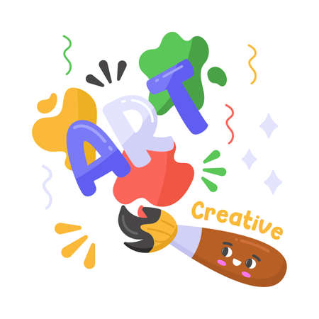 art vector sticker, education modern simple flat design isolated on white background.のイラスト素材