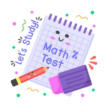 math test vector sticker, education modern simple flat design isolated on white background.のイラスト素材