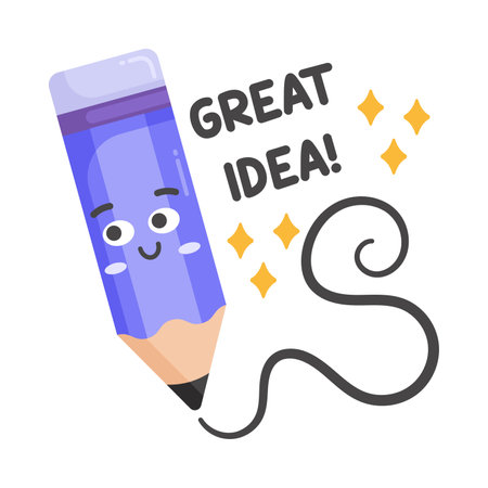 pencil vector sticker, education modern simple flat design isolated on white background.のイラスト素材
