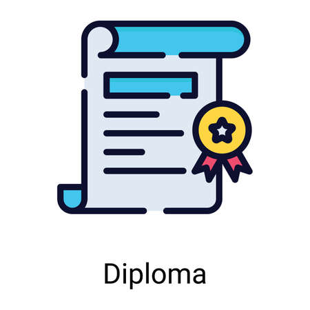 diploma color line icon isolated on white backgroundのイラスト素材