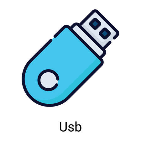 pen drive, flash color line icon isolated on white background