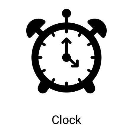 alarm clock glyph icon isolated on white backgroundのイラスト素材