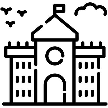 university building line icon isolated on white backgroundのイラスト素材