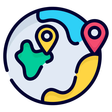 world globe vector icon. colored outline style for Web and Mobile.のイラスト素材