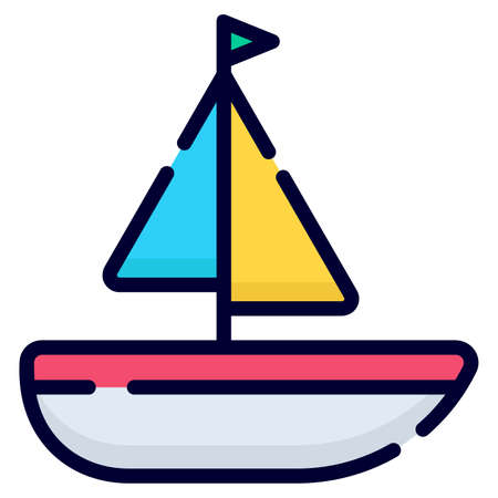 boat vector icon. colored outline style for Web and Mobile.のイラスト素材