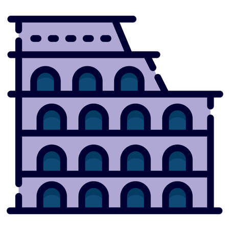 building vector icon. colored outline style for Web and Mobile.のイラスト素材