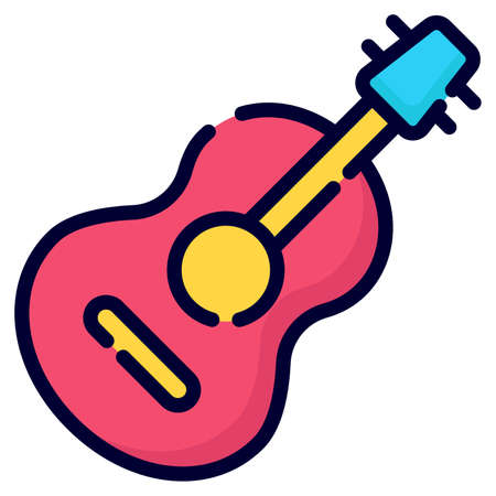 guitar vector icon. colored outline style for Web and Mobile.のイラスト素材