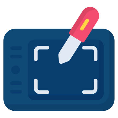 digital tab flat icon , photography and digital art flat vector designのイラスト素材