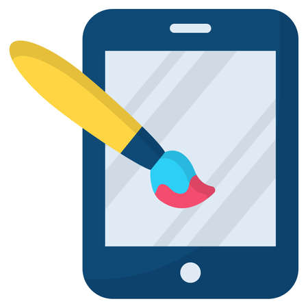 mobile art flat icon , photography and digital art flat vector designのイラスト素材