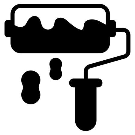 paint roller glyph icon isolated on white backgroundのイラスト素材