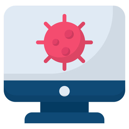 coronavirus, screen flat colored iconのイラスト素材