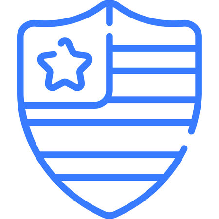 shield, flag line icon, vector design usa independence day icon.のイラスト素材