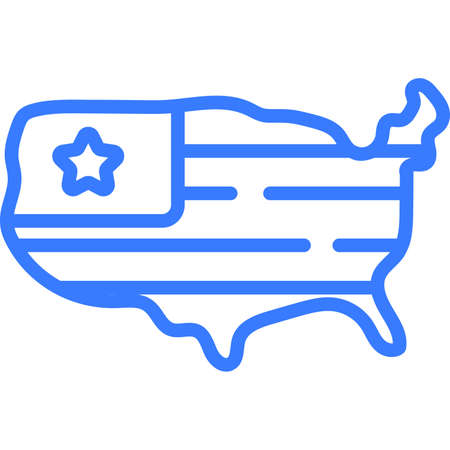 USA map line icon, vector design usa independence day icon.のイラスト素材
