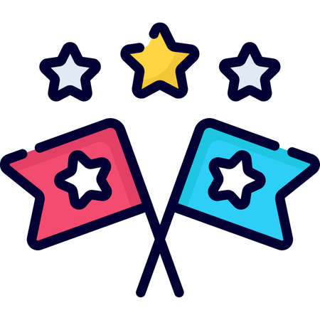 flags color line icon, vector design usa independence day icon.のイラスト素材