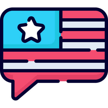 message, chat color line icon, vector design usa independence day icon.のイラスト素材
