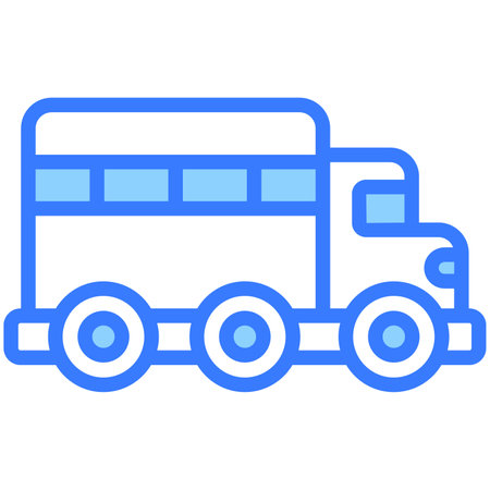bus blue outline icon, isolated vector designのイラスト素材
