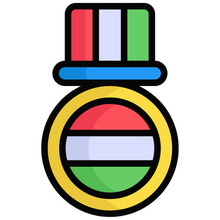 indian medal colored line icon isolatedのイラスト素材