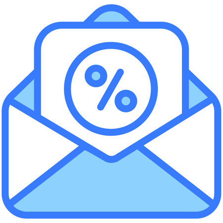 Discount mail blue line icon, Black Friday glyph style store or market shopping commerce, shop sale icon design.のイラスト素材