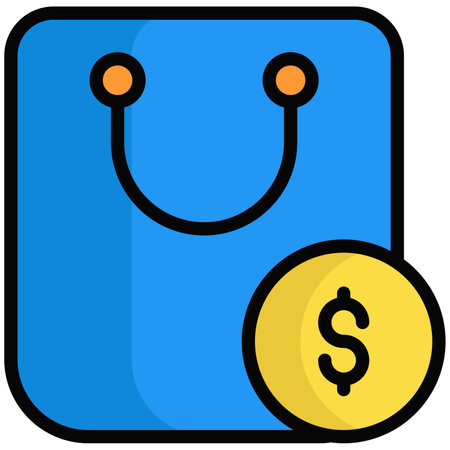 Shopping bag filled line style, Black Friday shopping, Sale icon design.のイラスト素材