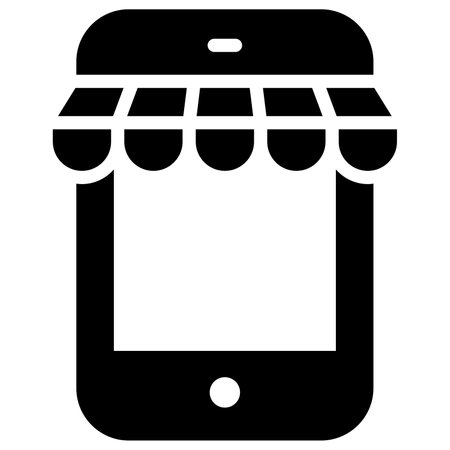 Mobile shopping. Black Friday glyph style store or market shopping commerce, shop sale icon design.のイラスト素材