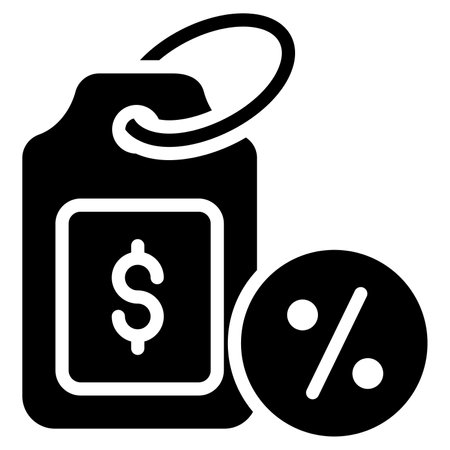 Price discount. Black Friday glyph style store or market shopping commerce, shop sale icon design.のイラスト素材