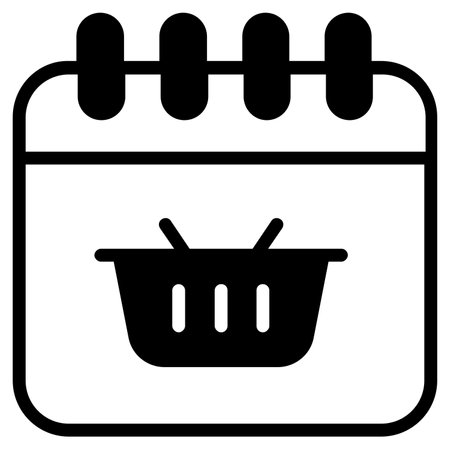 Shopping date black filled line icon, Black Friday glyph style store or market shopping commerce, shop sale icon design.のイラスト素材