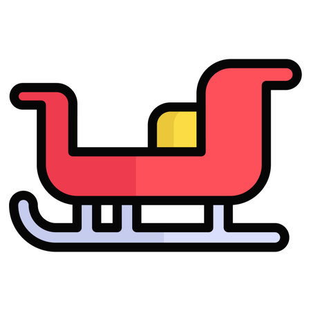 Sleigh icon, Christmas and celebrations. Color Outline symbol collection. Editable vector Designのイラスト素材